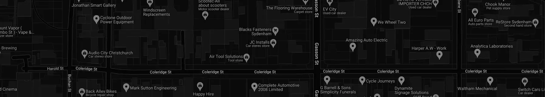 A map of the JC Installs address: 45 Coleridge Street, Sydenham, Christchurch